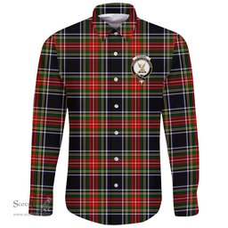 Scottish Stewart Black Clan Tartan Long Sleeve Button Shirt - Crest Classic Scottish Plaid Tartan Plaid