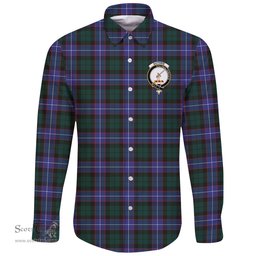 Scottish Guthrie Modern Clan Tartan Long Sleeve Button Shirt - Crest Classic Scottish Plaid Tartan Plaid
