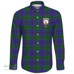 Scottish Strachan Clan Tartan Long Sleeve Button Shirt - Crest Classic Scottish Plaid Tartan Plaid