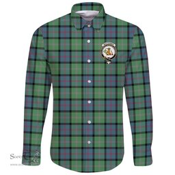Scottish MacThomas Ancient Clan Tartan Long Sleeve Button Shirt - Crest Classic Scottish Plaid Tartan Plaid
