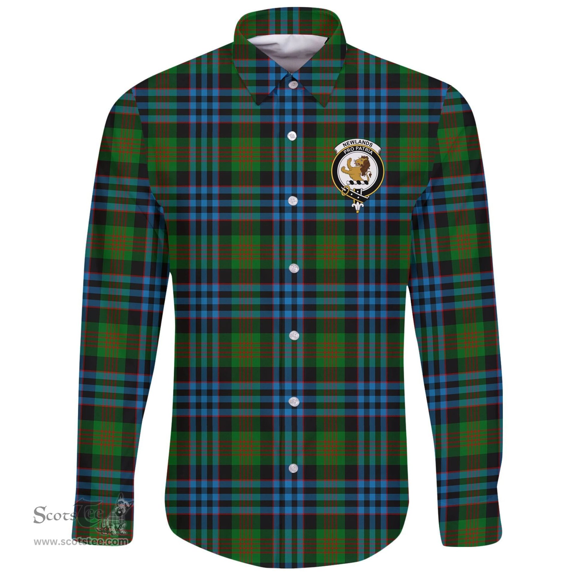 Scottish Newlands of Lauriston Clan Tartan Long Sleeve Button Shirt - Crest Classic Scottish Plaid Tartan Plaid