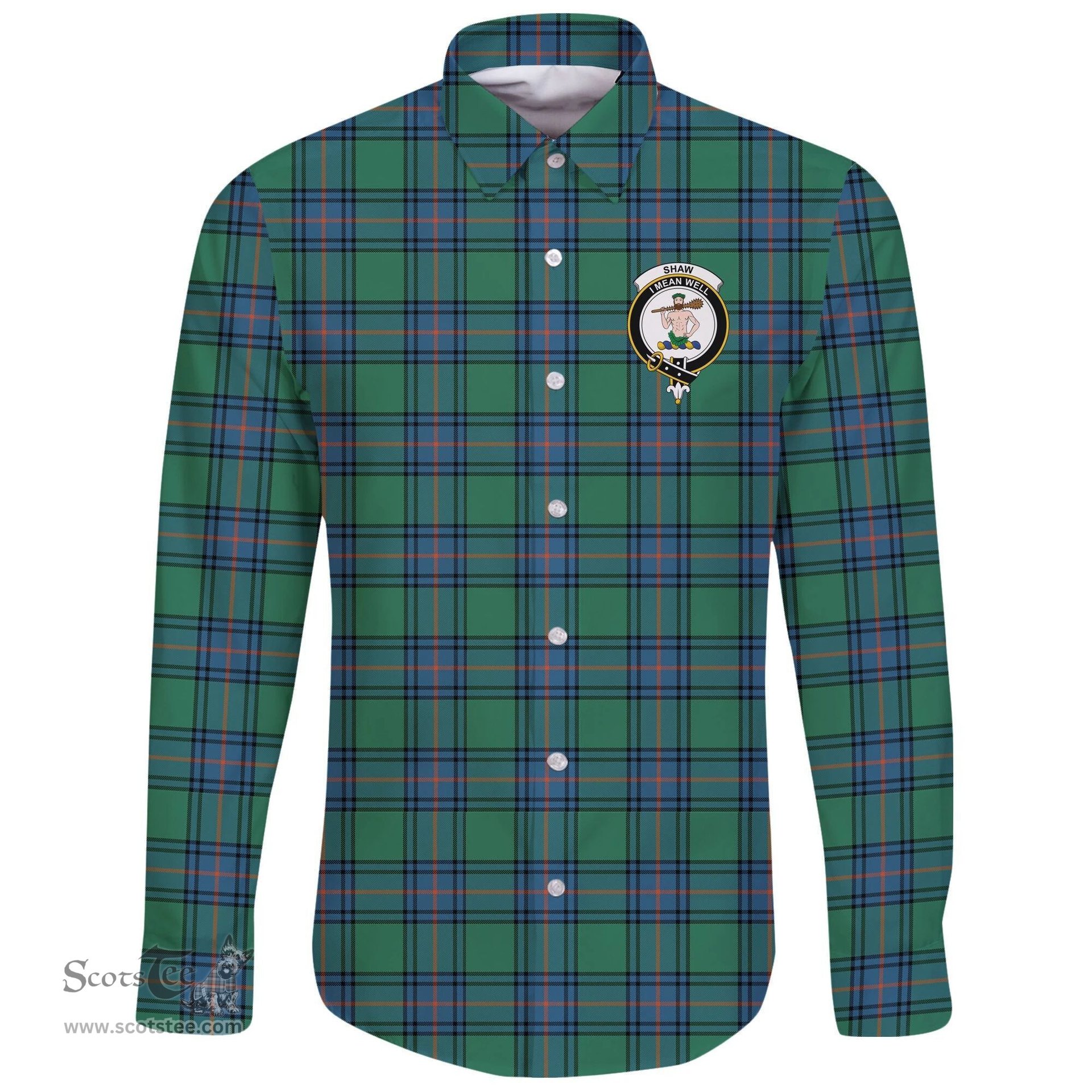 Scottish Shaw Ancient Clan Tartan Long Sleeve Button Shirt - Crest Classic Scottish Plaid Tartan Plaid