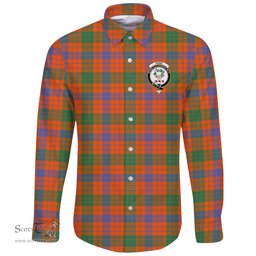 Scottish Ross Ancient Clan Tartan Long Sleeve Button Shirt - Crest Classic Scottish Plaid Tartan Plaid
