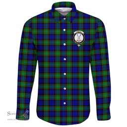 Scottish Sempill Modern Clan Tartan Long Sleeve Button Shirt - Crest Classic Scottish Plaid Tartan Plaid