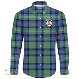 Scottish Sutherland Old Ancient Clan Tartan Long Sleeve Button Shirt - Crest Classic Scottish Plaid Tartan Plaid