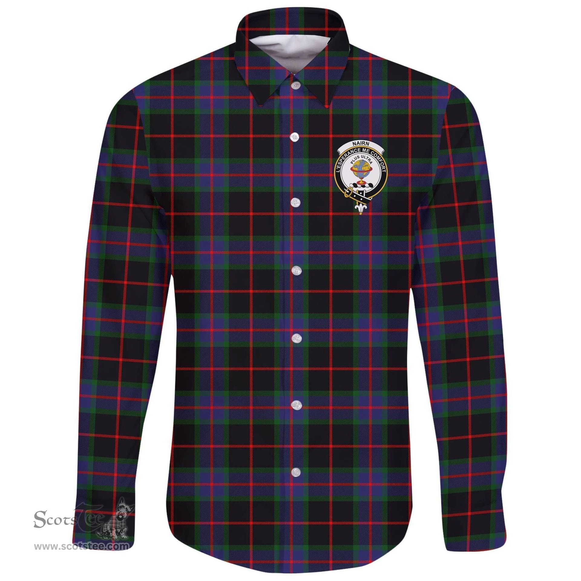 Scottish Nairn Clan Tartan Long Sleeve Button Shirt - Crest Classic Scottish Plaid Tartan Plaid