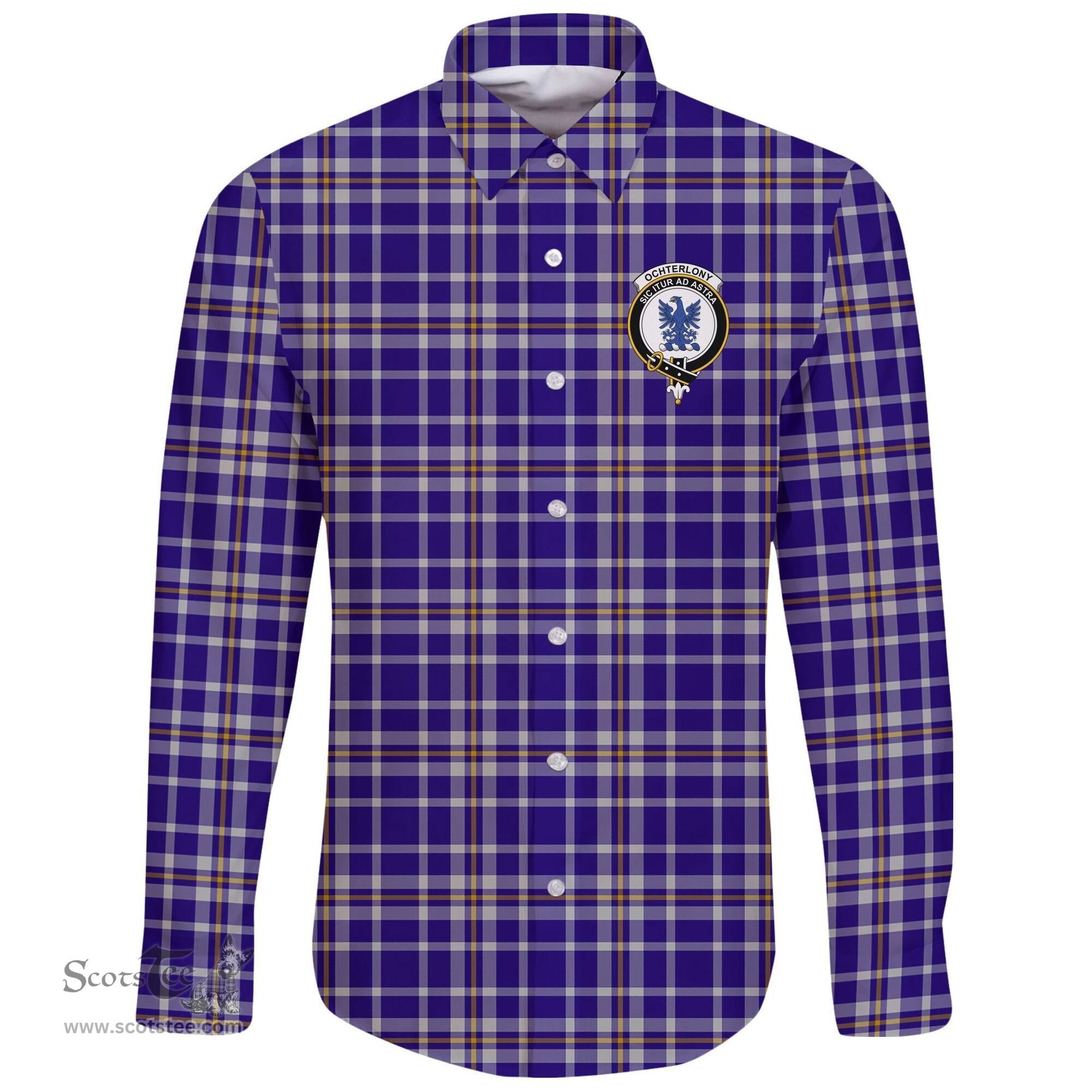 Scottish Ochterlony Clan Tartan Long Sleeve Button Shirt - Crest Classic Scottish Plaid Tartan Plaid