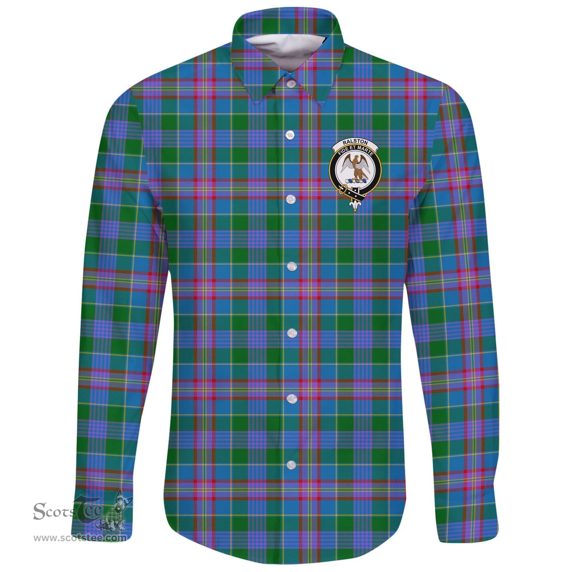 Scottish Ralston Clan Tartan Long Sleeve Button Shirt - Crest Classic Scottish Plaid Tartan Plaid