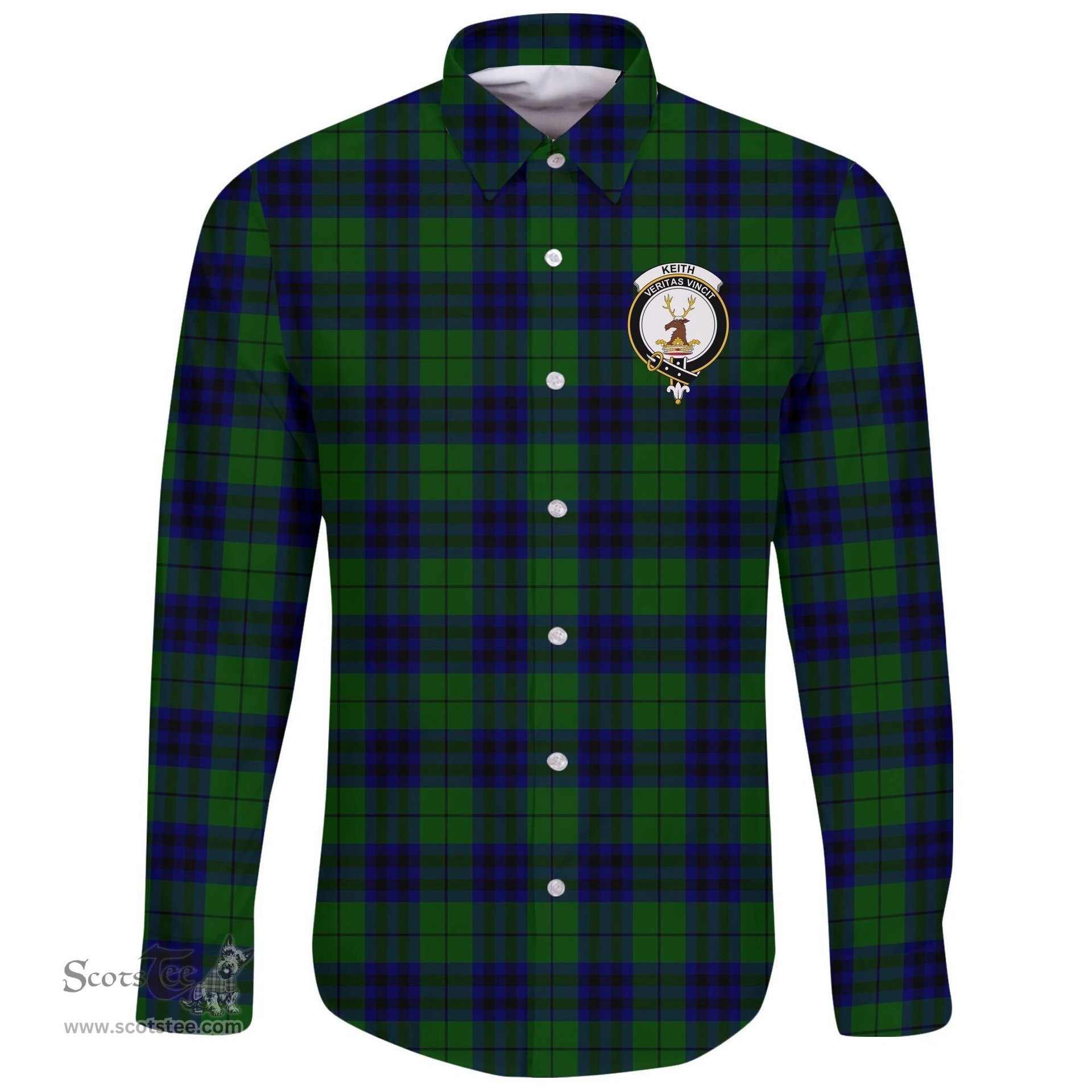 Scottish Keith Modern Clan Tartan Long Sleeve Button Shirt - Crest Classic Scottish Plaid Tartan Plaid