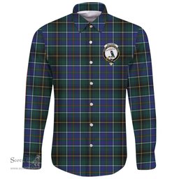 Scottish MacInnes Modern Clan Tartan Long Sleeve Button Shirt - Crest Classic Scottish Plaid Tartan Plaid