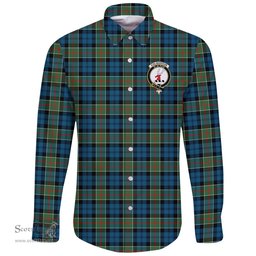 Scottish Colquhoun Ancient Clan Tartan Long Sleeve Button Shirt - Crest Classic Scottish Plaid Tartan Plaid