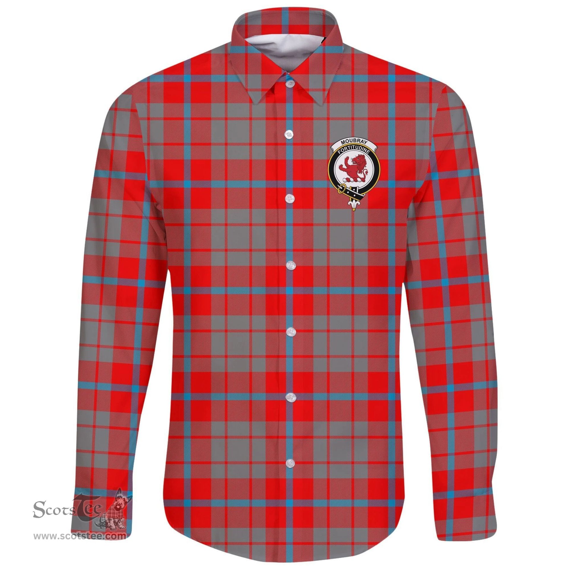Scottish Moubray Clan Tartan Long Sleeve Button Shirt - Crest Classic Scottish Plaid Tartan Plaid