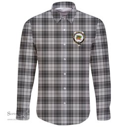 Scottish Douglas Grey Modern Clan Tartan Long Sleeve Button Shirt - Crest Classic Scottish Plaid Tartan Plaid