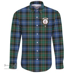 Scottish MacRae Hunting Ancient Clan Tartan Long Sleeve Button Shirt - Crest Classic Scottish Plaid Tartan Plaid