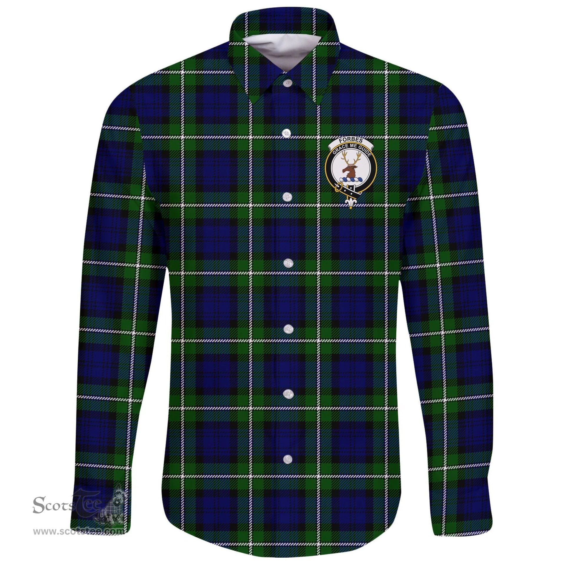 Scottish Forbes Modern Clan Tartan Long Sleeve Button Shirt - Crest Classic Scottish Plaid Tartan Plaid