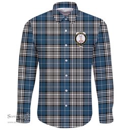 Scottish Napier Modern Clan Tartan Long Sleeve Button Shirt - Crest Classic Scottish Plaid Tartan Plaid