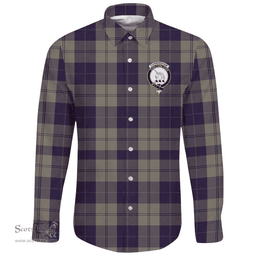 Scottish Cunningham Dress Blue Dancers Clan Tartan Long Sleeve Button Shirt - Crest Classic Scottish Plaid Tartan Plaid