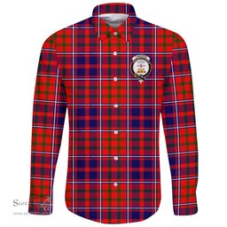 Scottish Cameron of Lochiel Modern Clan Tartan Long Sleeve Button Shirt - Crest Classic Scottish Plaid Tartan Plaid