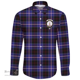 Scottish Dunlop Modern Clan Tartan Long Sleeve Button Shirt - Crest Classic Scottish Plaid Tartan Plaid
