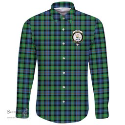 Scottish Murray of Atholl Ancient Clan Tartan Long Sleeve Button Shirt - Crest Classic Scottish Plaid Tartan Plaid