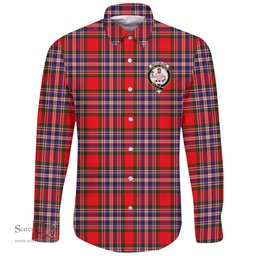Scottish MacFarlane Modern Clan Tartan Long Sleeve Button Shirt - Crest Classic Scottish Plaid Tartan Plaid