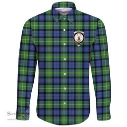 Scottish Gordon Old Ancient Clan Tartan Long Sleeve Button Shirt - Crest Classic Scottish Plaid Tartan Plaid