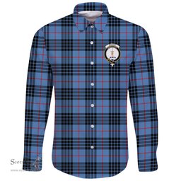 Scottish MacKay Blue Clan Tartan Long Sleeve Button Shirt - Crest Classic Scottish Plaid Tartan Plaid