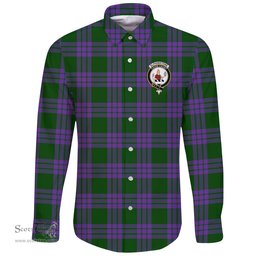 Scottish Elphinstone Clan Tartan Long Sleeve Button Shirt - Crest Classic Scottish Plaid Tartan Plaid