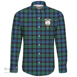 Scottish Hunter Ancient Clan Tartan Long Sleeve Button Shirt - Crest Classic Scottish Plaid Tartan Plaid