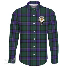 Scottish Sinclair Hunting Modern Clan Tartan Long Sleeve Button Shirt - Crest Classic Scottish Plaid Tartan Plaid