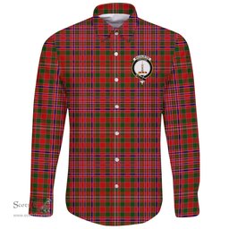 Scottish MacAlister Modern Clan Tartan Long Sleeve Button Shirt - Crest Classic Scottish Plaid Tartan Plaid