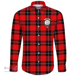 Scottish Ramsay Modern Clan Tartan Long Sleeve Button Shirt - Crest Classic Scottish Plaid Tartan Plaid