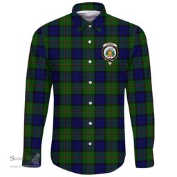 Scottish Dundas Modern Clan Tartan Long Sleeve Button Shirt - Crest Classic Scottish Plaid Tartan Plaid