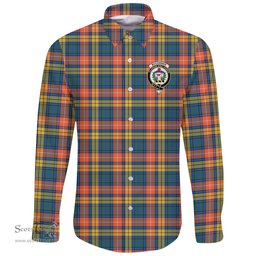 Scottish Buchanan Ancient Clan Tartan Long Sleeve Button Shirt - Crest Classic Scottish Plaid Tartan Plaid