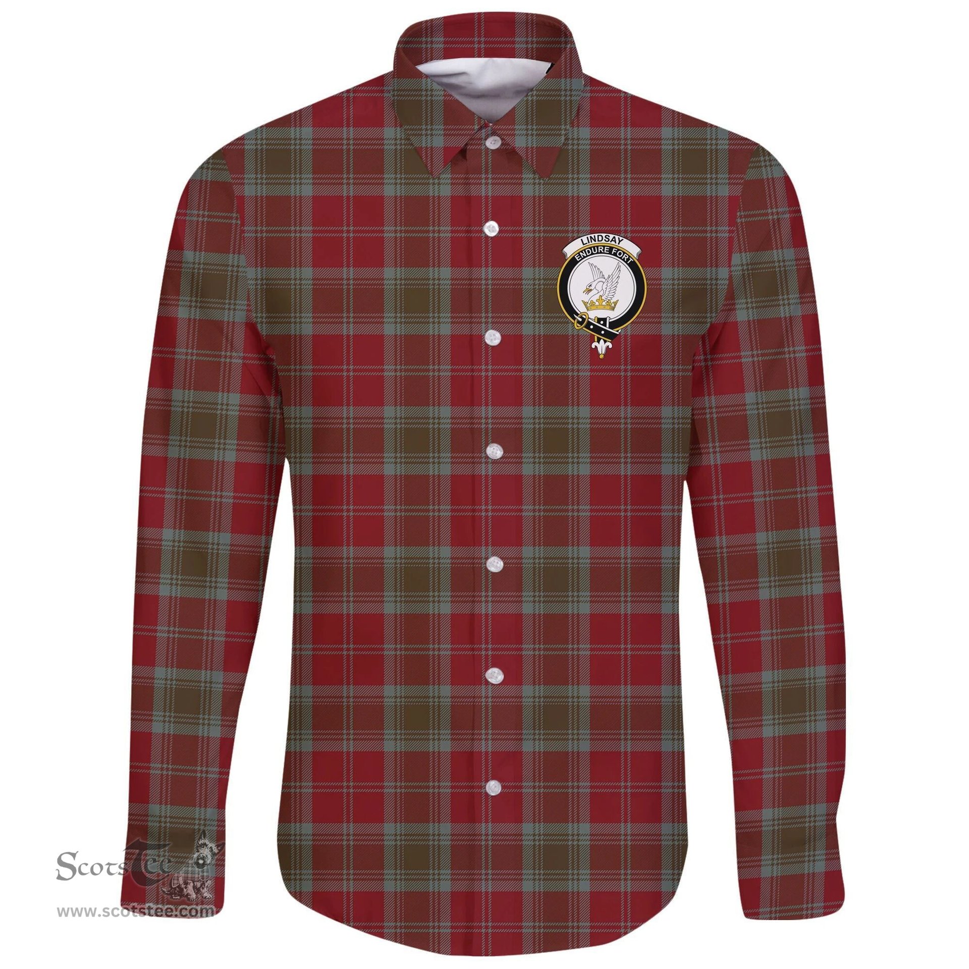 Scottish Lindsay Weathered Clan Tartan Long Sleeve Button Shirt - Crest Classic Scottish Plaid Tartan Plaid
