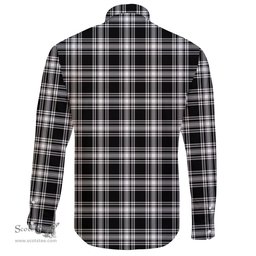 Scottish Menzies Black & White Modern Clan Tartan Long Sleeve Button Shirt - Crest Classic Scottish Plaid Tartan Plaid