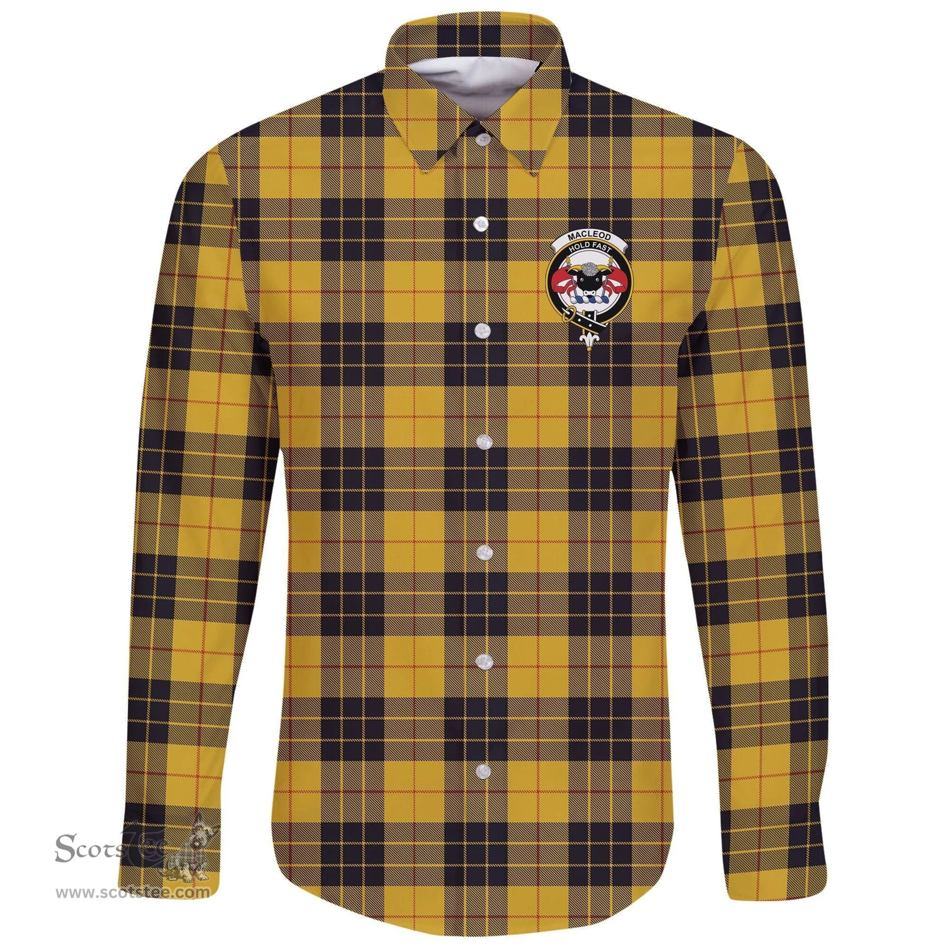 Scottish MacLeod of Lewis Ancient Clan Tartan Long Sleeve Button Shirt - Crest Classic Scottish Plaid Tartan Plaid