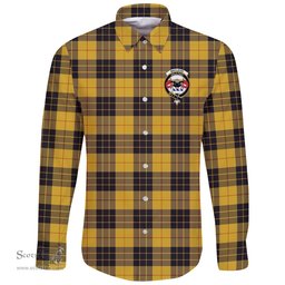 Scottish MacLeod of Lewis Ancient Clan Tartan Long Sleeve Button Shirt - Crest Classic Scottish Plaid Tartan Plaid