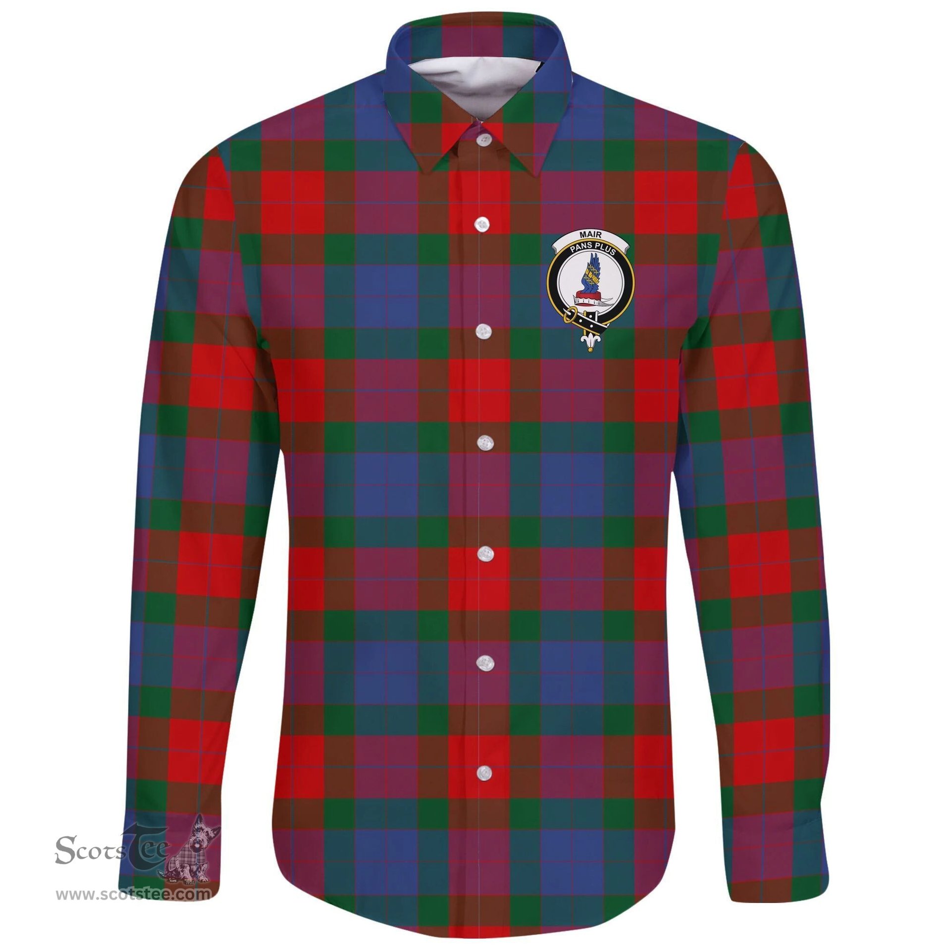 Scottish Mar Clan Tartan Long Sleeve Button Shirt - Crest Classic Scottish Plaid Tartan Plaid