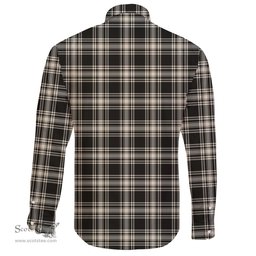 Scottish Menzies Black & White Ancient Clan Tartan Long Sleeve Button Shirt - Crest Classic Scottish Plaid Tartan Plaid