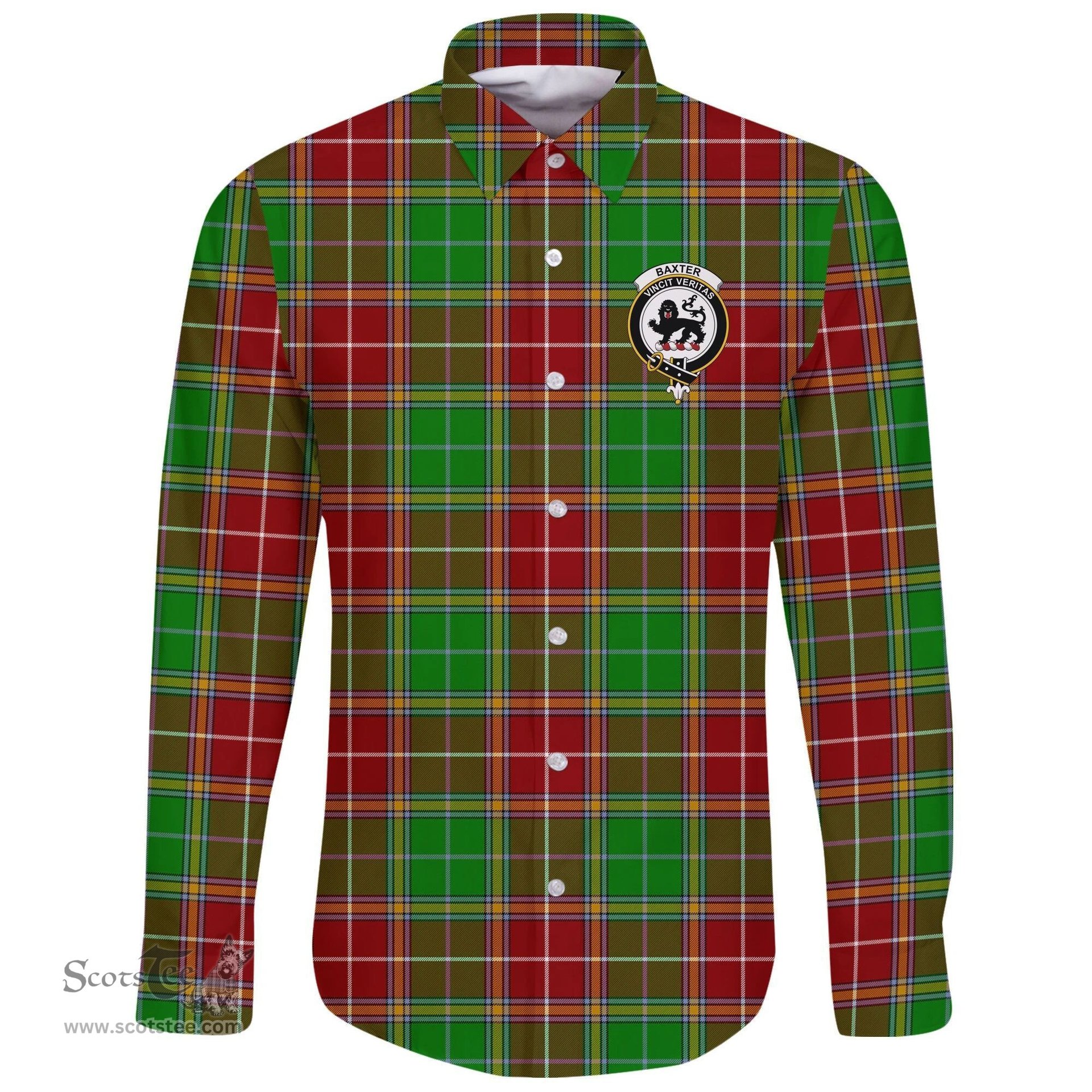 Scottish Baxter Clan Tartan Long Sleeve Button Shirt - Crest Classic Scottish Plaid Tartan Plaid