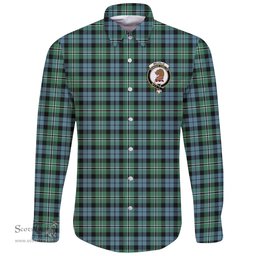 Scottish Melville Clan Tartan Long Sleeve Button Shirt - Crest Classic Scottish Plaid Tartan Plaid