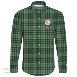 Scottish MacDonald Lord of the Isles Hunting Clan Tartan Long Sleeve Button Shirt - Crest Classic Scottish Plaid Tartan Plaid