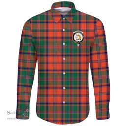 Scottish Stewart of Appin Ancient Clan Tartan Long Sleeve Button Shirt - Crest Classic Scottish Plaid Tartan Plaid