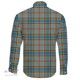 Scottish Balfour Blue Clan Tartan Long Sleeve Button Shirt - Crest Classic Scottish Plaid Tartan Plaid
