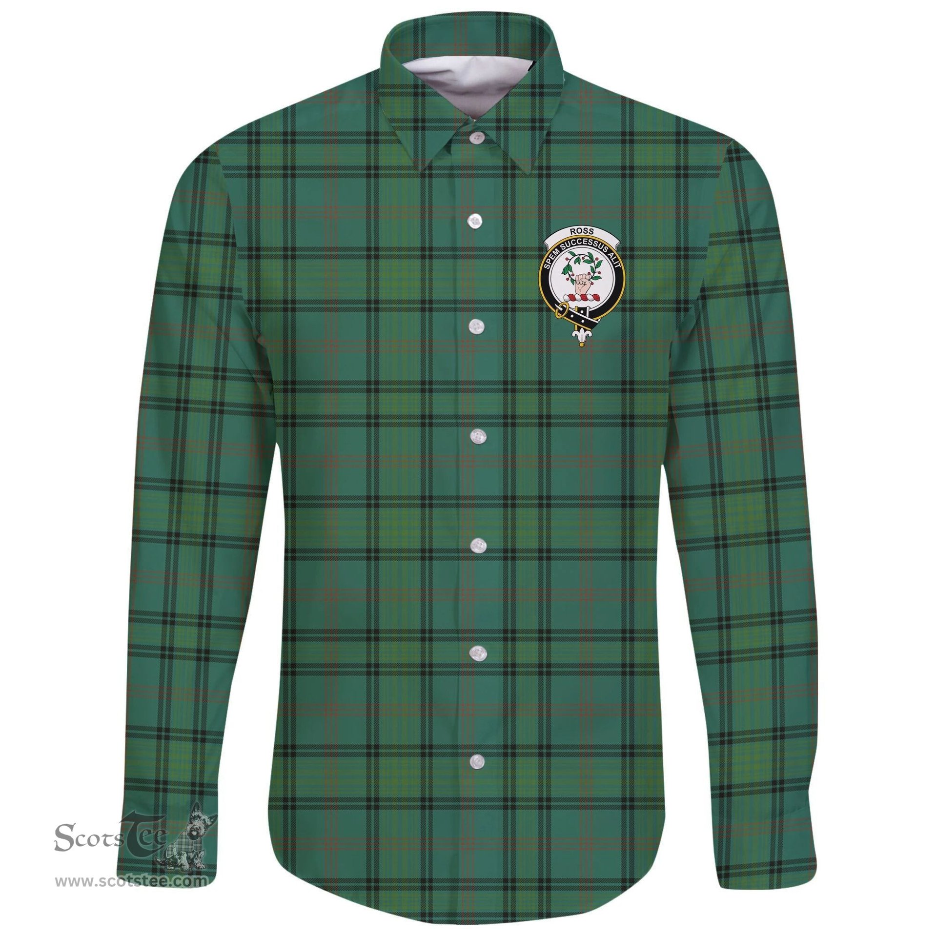 Scottish Ross Hunting Ancient Clan Tartan Long Sleeve Button Shirt - Crest Classic Scottish Plaid Tartan Plaid