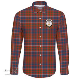 Scottish Cameron of Lochiel Ancient Clan Tartan Long Sleeve Button Shirt - Crest Classic Scottish Plaid Tartan Plaid