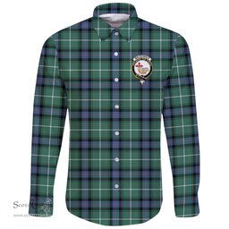 Scottish MacDonald of the Isles Hunting Ancient Clan Tartan Long Sleeve Button Shirt - Crest Classic Scottish Plaid Tartan Plaid