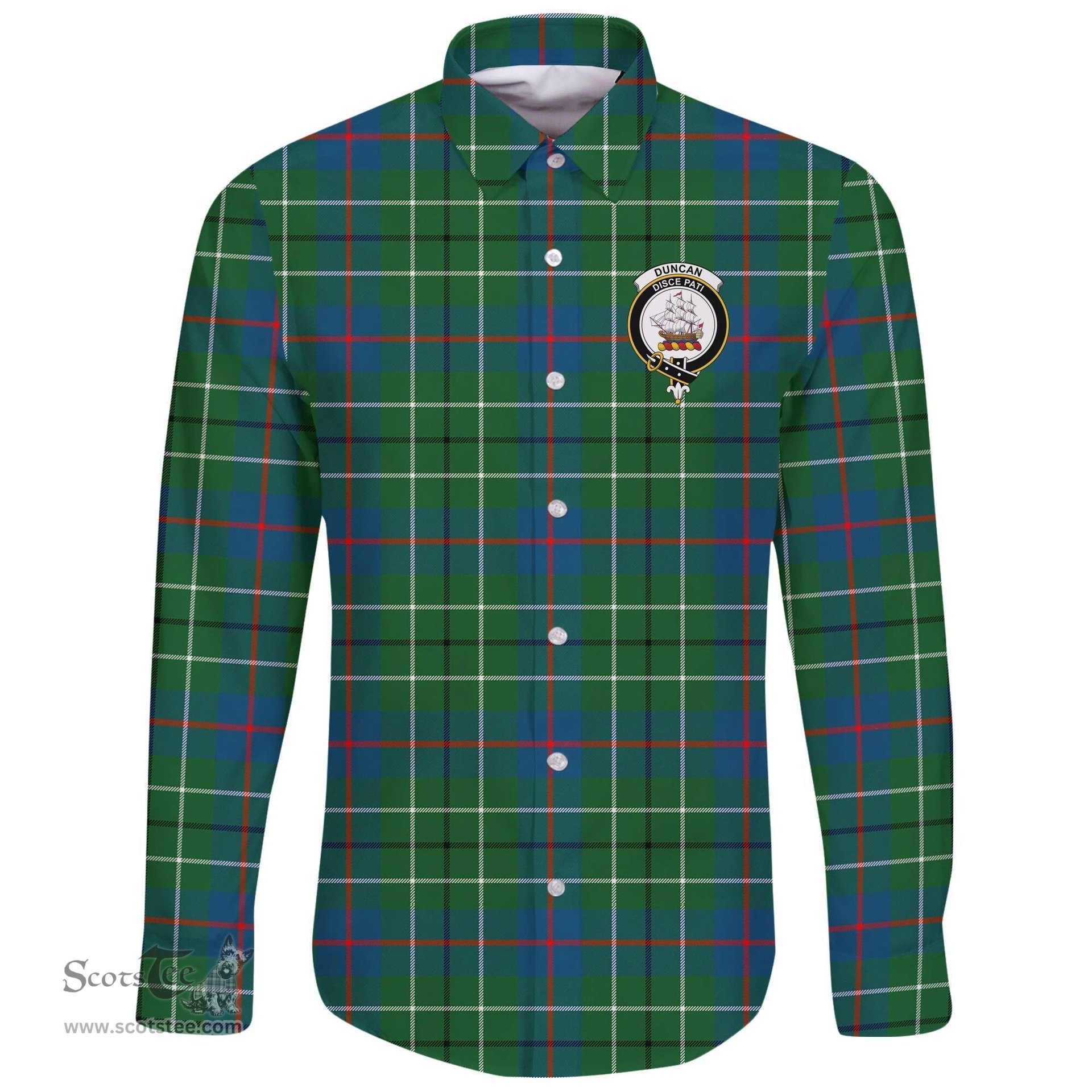 Scottish Duncan Ancient Clan Tartan Long Sleeve Button Shirt - Crest Classic Scottish Plaid Tartan Plaid