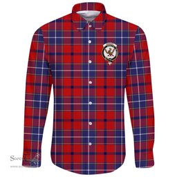 Scottish Wishart Dress Clan Tartan Long Sleeve Button Shirt - Crest Classic Scottish Plaid Tartan Plaid